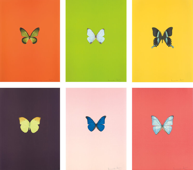 Damien Hirst, ‘New Beginnings’, 2011, Print, The complete set of six polymer gravure block prints in colours (pink faded), on Zerkall paper, the full sheets., Phillips