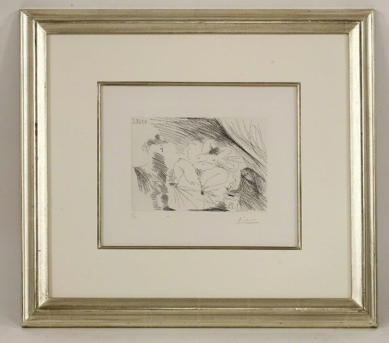 Pablo Picasso, ‘Young Woman On A Bed, Procuress and Gentleman (Bloch 1802)’, 1968, Print, Drypoint with etching, Sworders