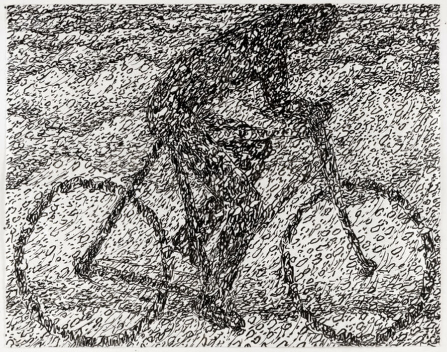 Cyclist in the Snow