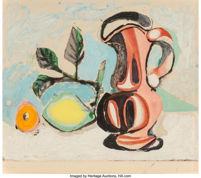 Pablo Picasso, ‘Nature morte au Citron et au Pichet rouge’, c. 1960, Print, Aquatint in colors on paper laid on panel, with trimmed margins, Heritage Auctions