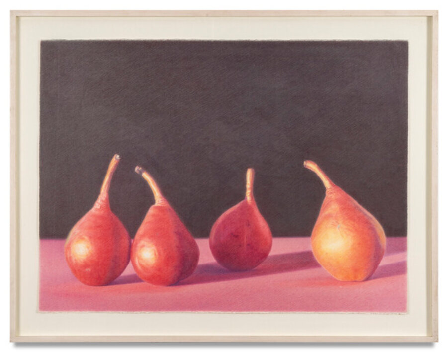 Four Red Pears with Black Background