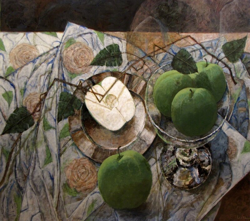 Pierre Lefebvre, ‘Quatre pommes et demie’, 2015, Painting, Huile sur panneau / Oil on panel, Galerie de Bellefeuille