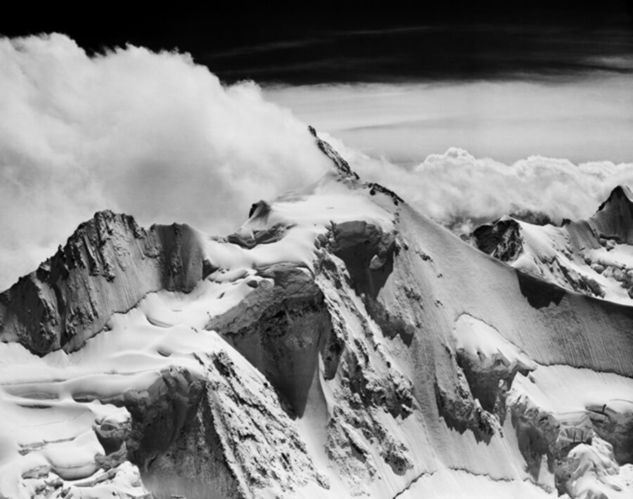 Zinal Rothorn from the North in a high westerly windstorm, Switzerland