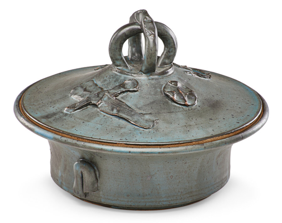 Ceremonial Ashanti Tureen, gunmetal and blue glaze