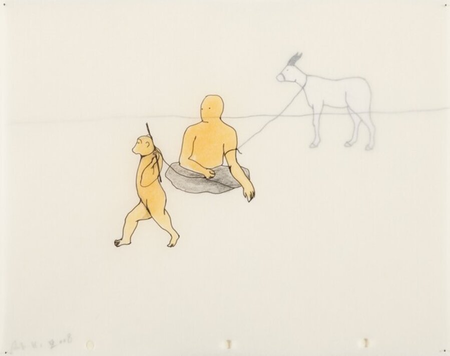 Monkey, Goat, and Trainer (Animation Drawing)