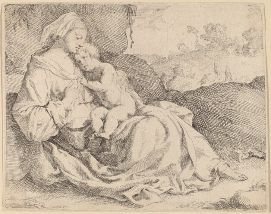 The Virgin and Child on a Grassy Bank