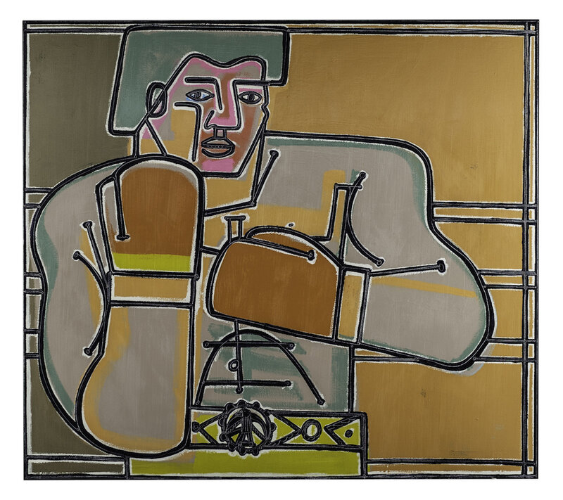 America Martin, ‘Gold Belt Boxer’, 2019, Painting, Oil and acrylic on canvas, Wally Workman Gallery
