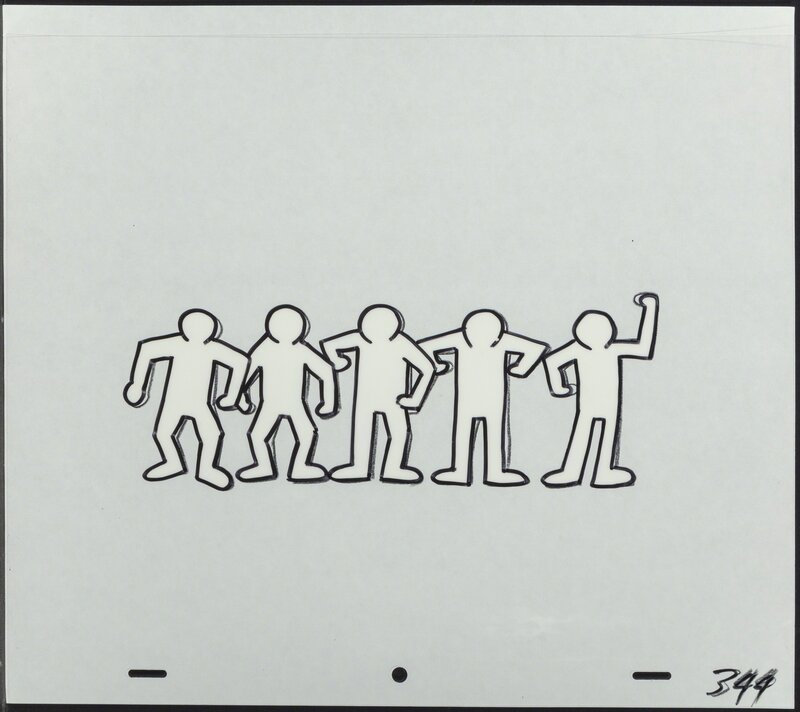 Keith Haring, ‘Keith Haring Sesame Street Break-dancers Animation Cell’, 1987, Mixed Media, Marker on overhead sheet, Heritage Auctions
