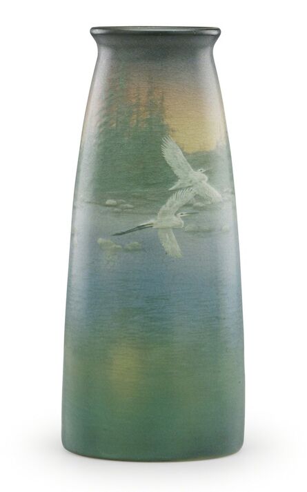 Kataro Shirayamadani, ‘Large Scenic Vellum vase with flying cranes, Cincinnati, OH’, 1910