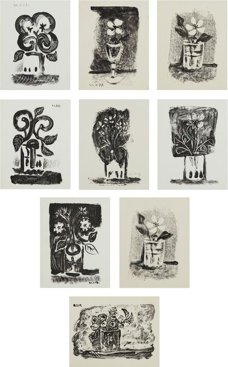 Pablo Picasso, ‘Le petit pot de fleurs (Small Pot of Flowers); and Fleurs dans un verre (Flowers in a Glass) Nos. 1-7’, 1947