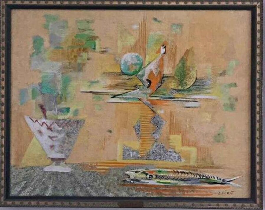 Still life with fish and vase