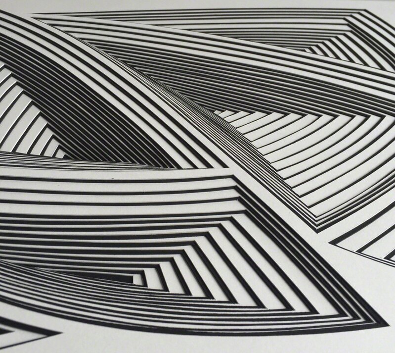 Elizabeth Gregory-Gruen, ‘Freehand Cut with Surgial Scalpel: 'Black & White Abstract-In'’, 2015, Painting, Freehand Cut with Surgial Scalpel on 2 Ply Muesum Board in Plexiglass Box Frame, Ivy Brown Gallery