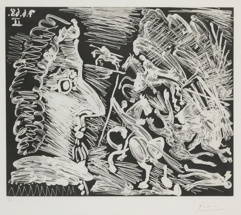 Pablo Picasso, ‘Mousquetaire de profil, avec combat à la lance (B. 1614; Ba. 1640)’, 1968, Print, Aquatint, Sotheby's