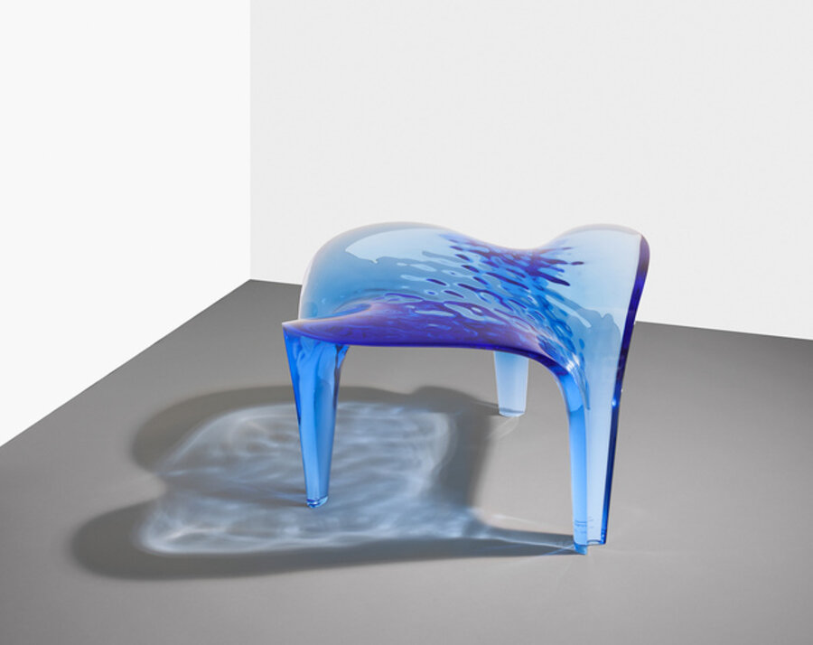 Stool ' Liquid Glacial' Dark Blue