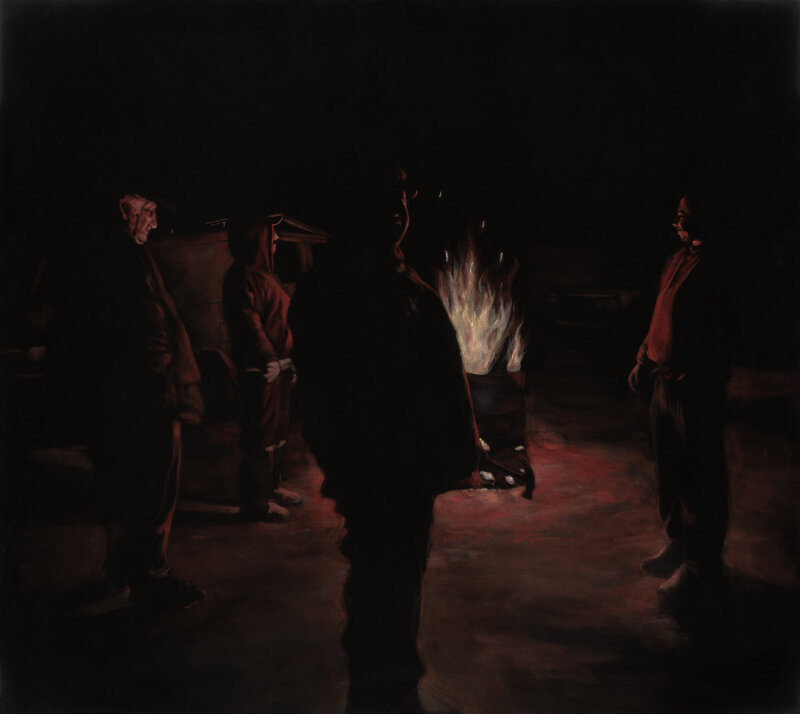 Tony Shore, ‘At the Fire’, 2006, Painting, Acrylic on velvet, Ethan Cohen Gallery