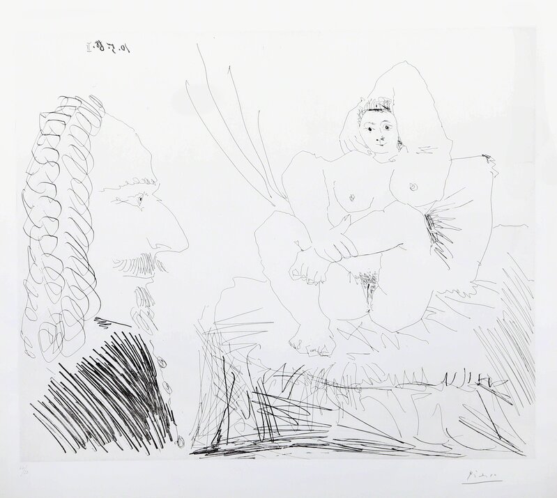 Pablo Picasso, ‘Courtisane au Lit avec un Visiteur (Bloch 1553)’, 1968, Print, Etching, RoGallery