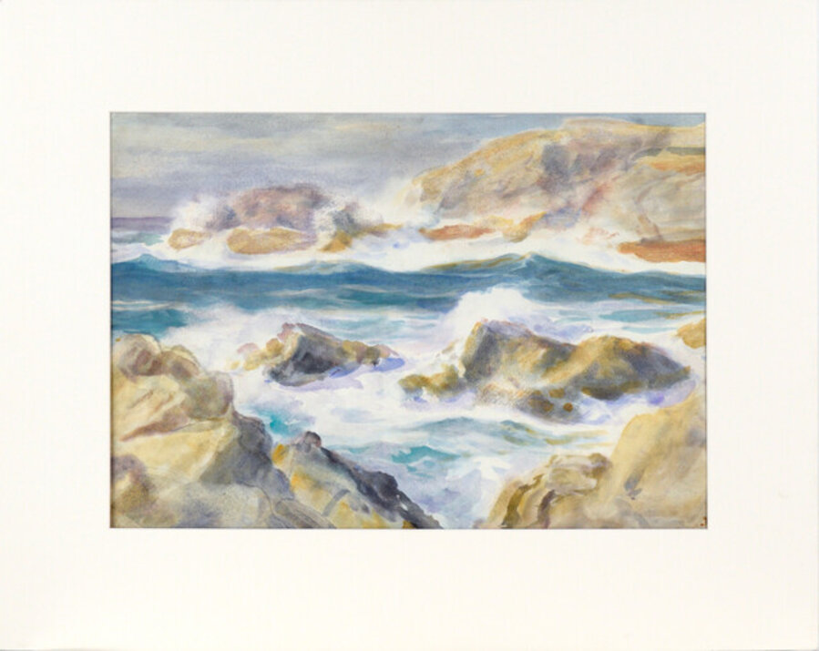 Rocky California Seascape in Watercolor on Paper