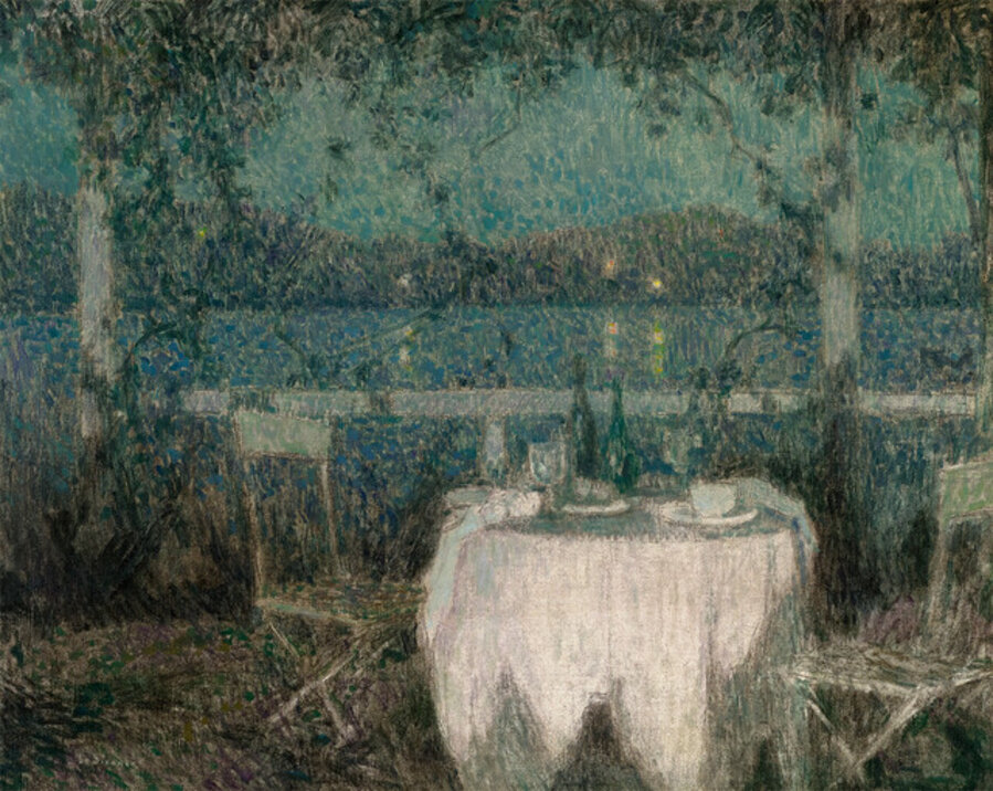 La table sur la terrasse au clair de lune