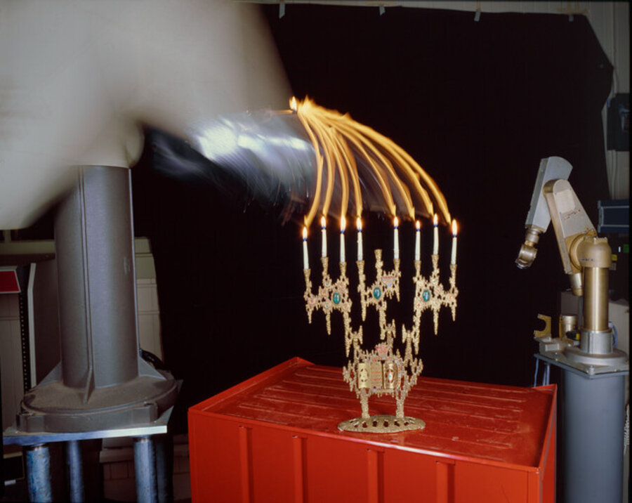 Robot Lights Chanukah Candles