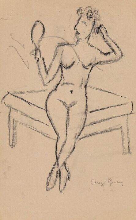 Diego Rivera, ‘Nude with Mirror and Figure Study (double-sided)’