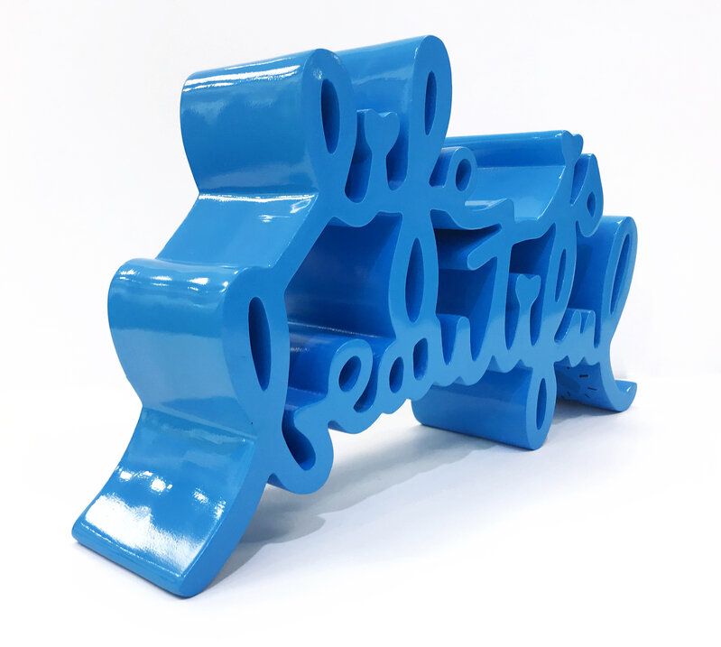 Mr. Brainwash, ‘LIFE IS BEAUTIFUL (LARGE BLUE SCULPTURE)’, 2015, Sculpture, CAST RESIN, Gallery Art