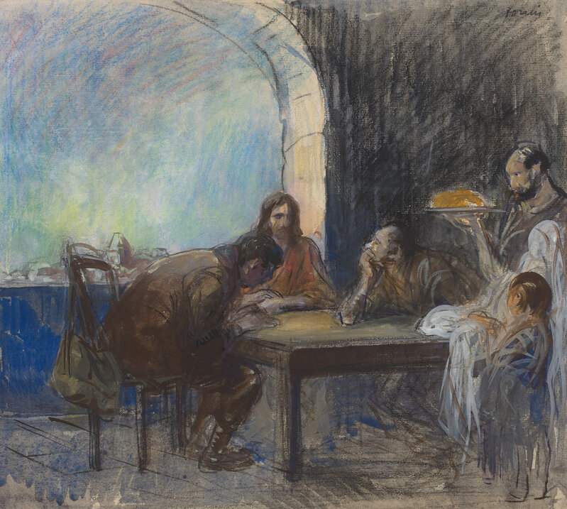 Jean-Louis Forain, ‘The Supper at Emmaus’, possibly c. 1912/1913, Drawing, Collage or other Work on Paper, Watercolor and black (chalk?) on laid paper, National Gallery of Art, Washington, D.C.