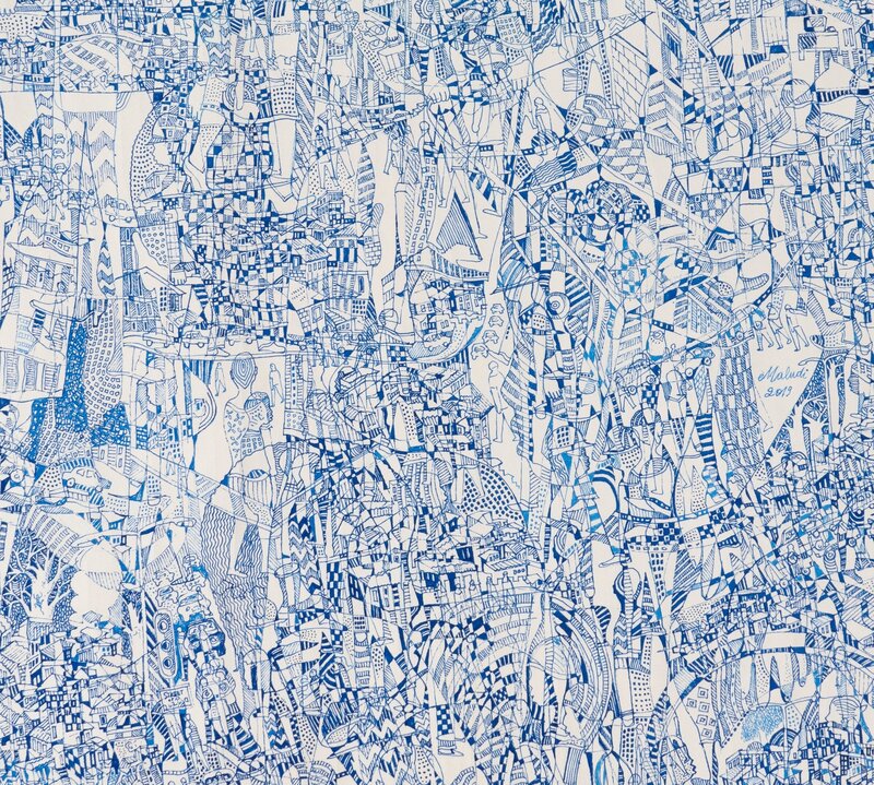 Houston Maludi, ‘Blue time’, 2020, Painting, India ink on canvas, Magnin-A
