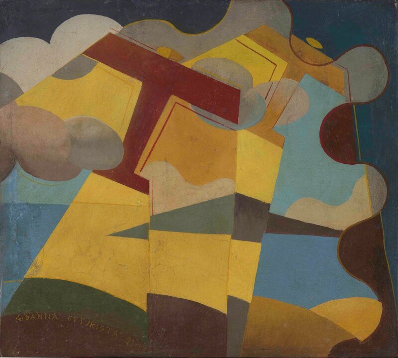 Giulio D'Anna, ‘Aerei caproni+paesaggio’, 1931, Painting, Oil on canvas, Cambi