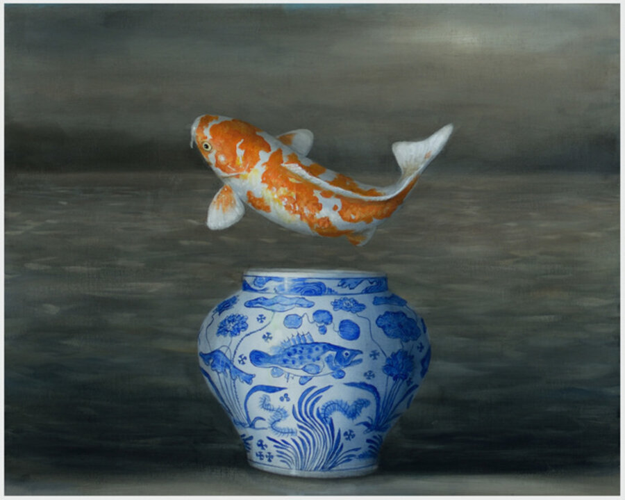 Landscape (Koi and Blue Vase)