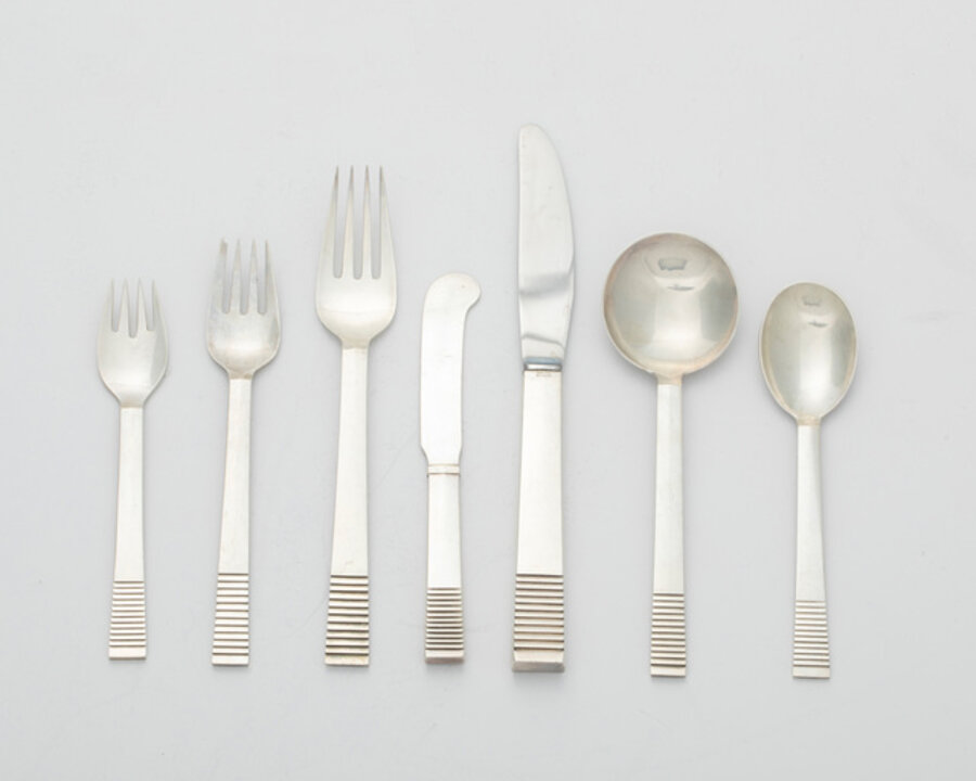 A Georg Jensen "Parallel" sterling silver flatware service