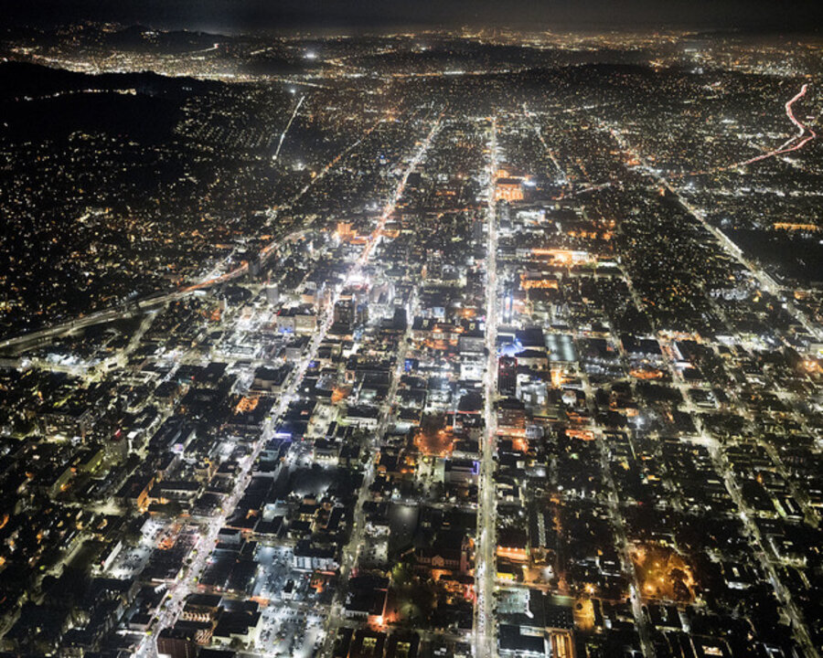Hollywood and Sunset Looking East, Los Angeles, CA