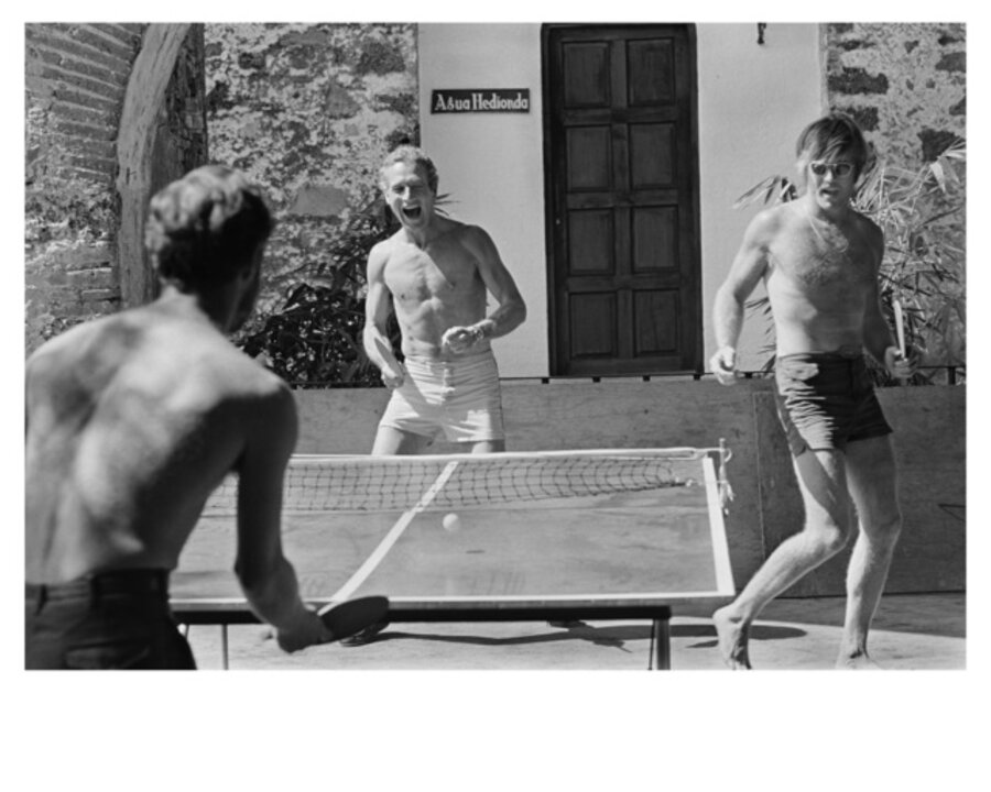 Paul Newman and Robert Redford Playing Ping Pong