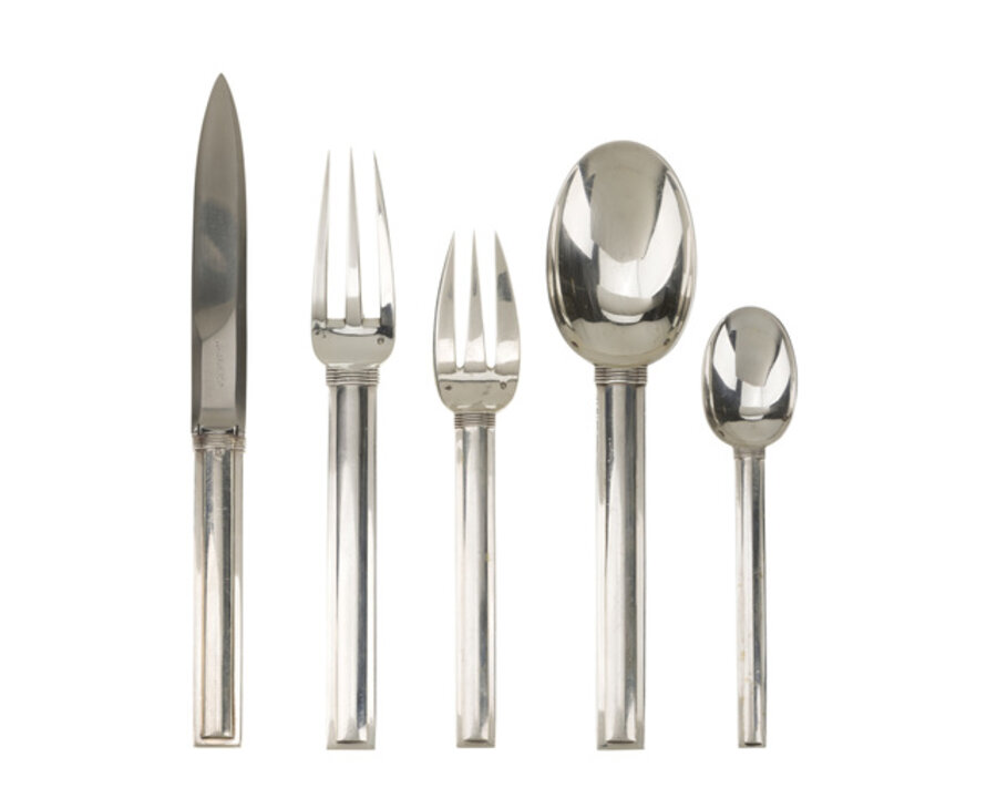 A French Jean Puiforcat "Cannes" sterling silver flatware service