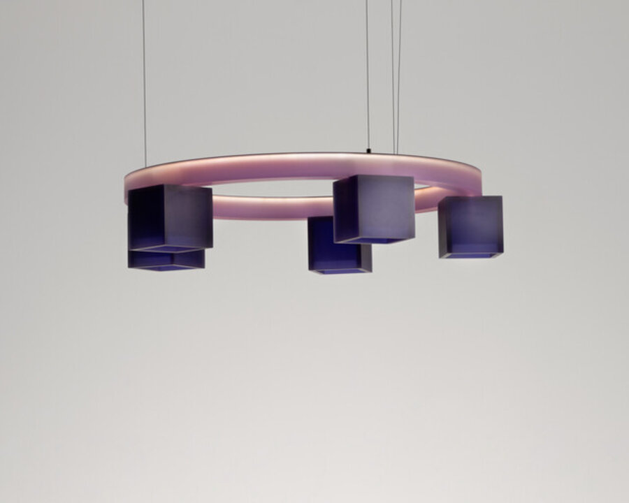 Five Boxes on a Circular Light Ring Purple