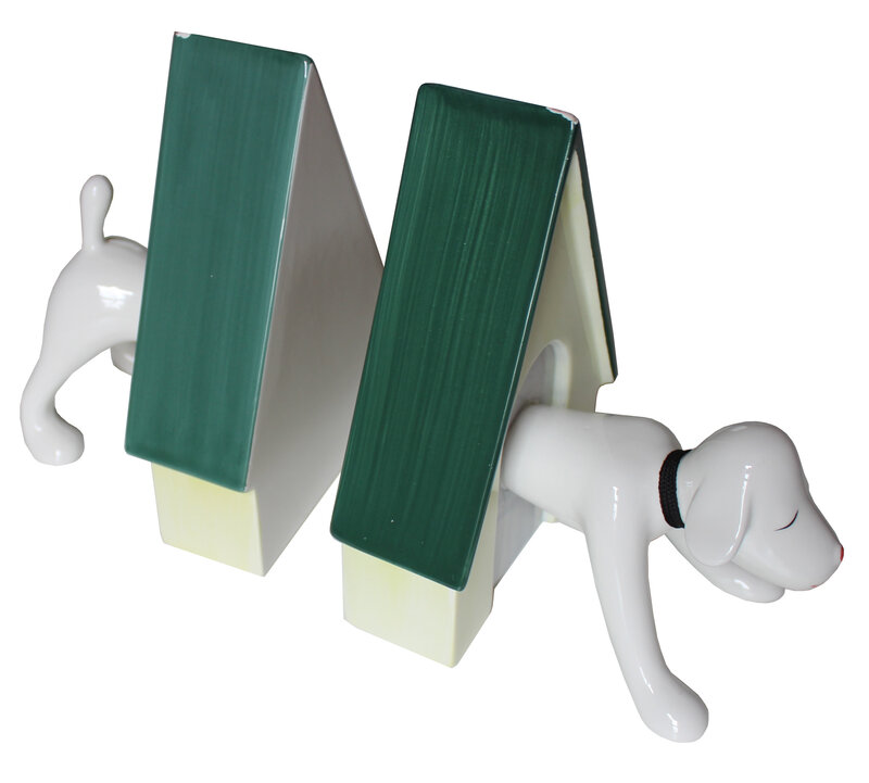 Yoshitomo Nara, ‘Puppy Bookends’, 2002, Sculpture, Ceramic painted in colors and glazed, EHC Fine Art
