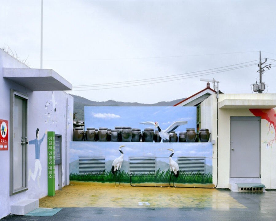 Bomb shelter and photo-op backdrop, Igil-ri, Cheorwon, inside Civilian Control Line