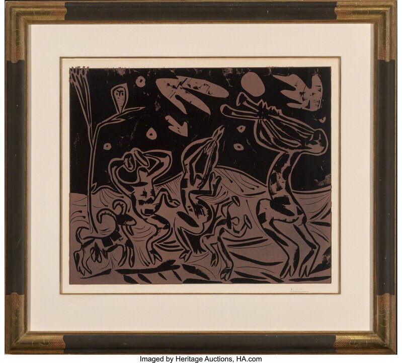 Pablo Picasso, ‘Les danseurs au Hibou’, 1959, Print, Linocut in colors on Arches paper, Heritage Auctions