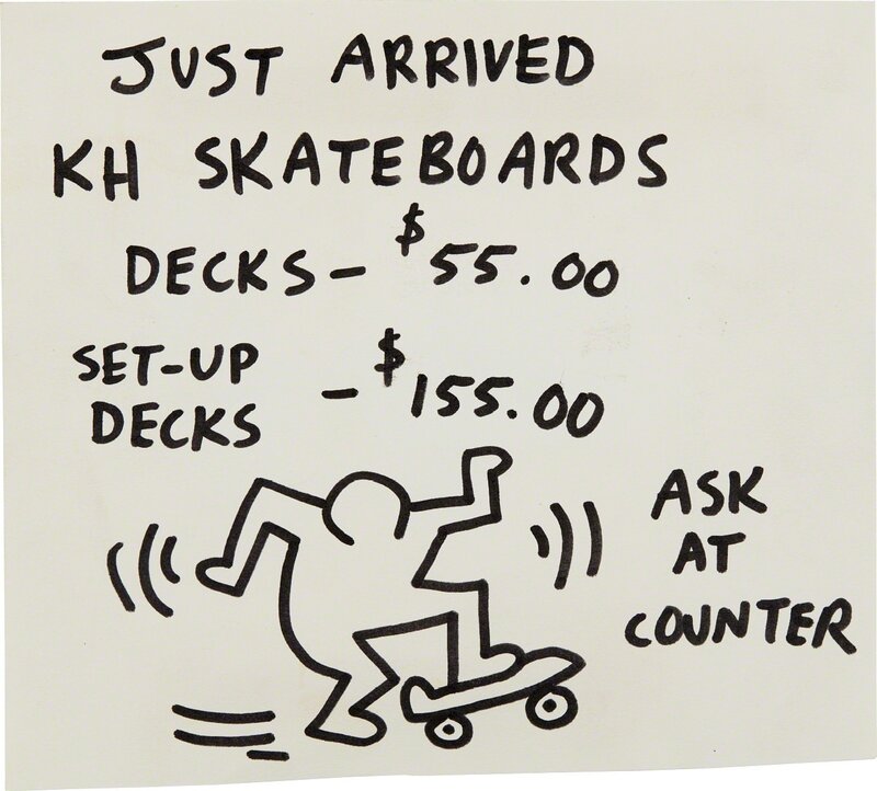 Keith Haring, ‘Pop Shop Signage (Skateboards)’, ca. 1986-1991, Drawing, Collage or other Work on Paper, Marker on paper, Phillips