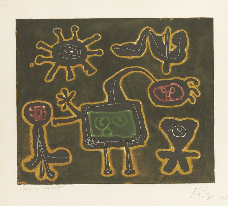Joan Miró, ‘Série I: one plate’, 1952-53, Print, Etching in colors, on Arches paper, Christie's