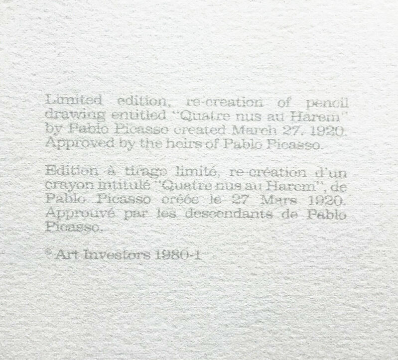 Pablo Picasso, ‘Quatre Nus Au Harem’, 1982, Reproduction, Lithograph, Gallery Art Gallery Auction