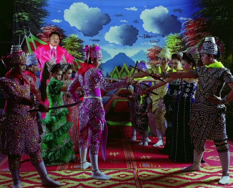 Pink Man Opera # 7. Egging on people to dance, pounding a boat to spring a leak