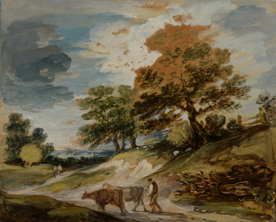 A landscape with a herdsman and cows