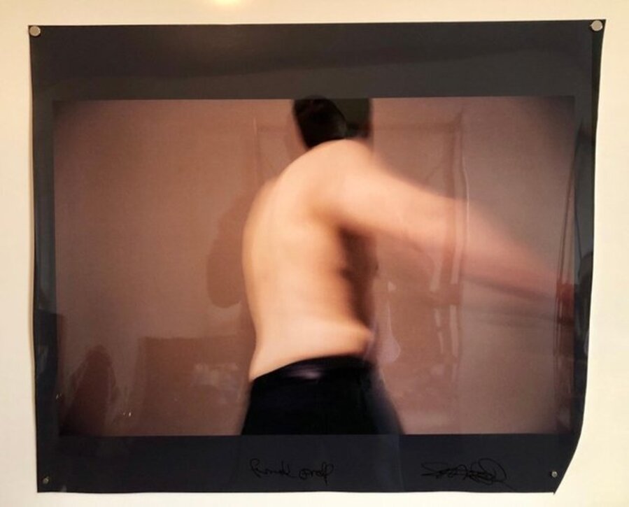 Large Vintage Color Photograph Male Dancing Figure Muse(X) Photo Print Signed