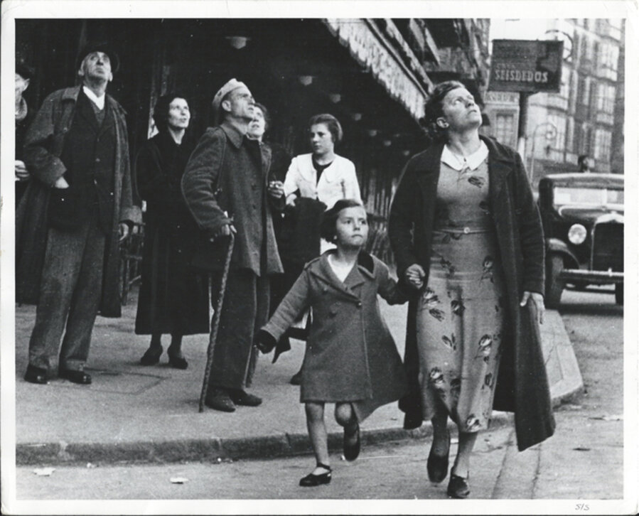 Spain, Bilbao. Running For Shelter During The Air Raids