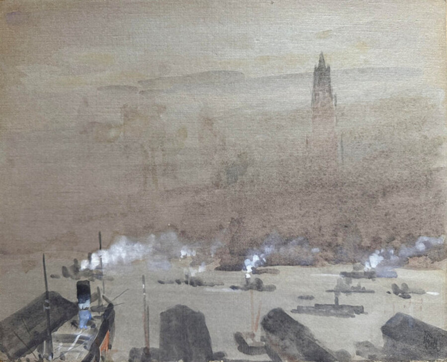 View of Manhattan and the Woolworth Building, East River
