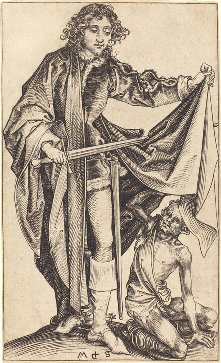 Martin Schongauer, ‘Saint Martin Dividing His Cloak’, ca. 1475