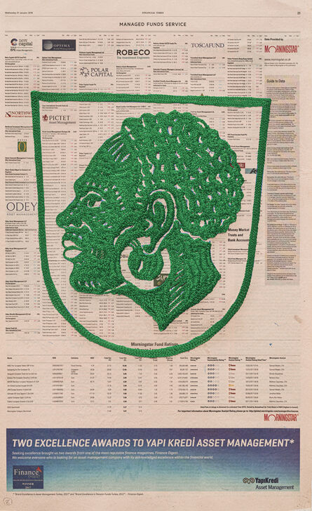 Godfried Donkor, ‘Financial Times dreams coat of arms VIII’, 2015