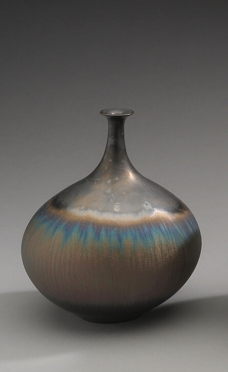 Hideaki Miyamura, ‘Small bottle with gold, blue and silver glaze’, 2019