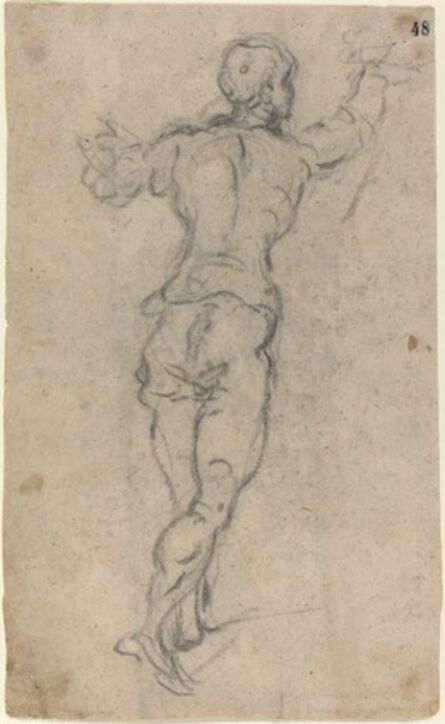 Jacopo Tintoretto, ‘A Standing Youth with His Arms Raised, Seen from Behind’