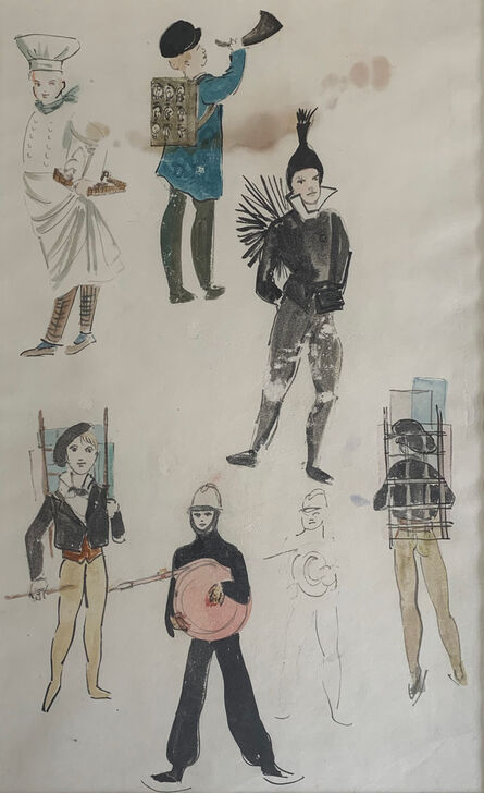 Leonor Fini, ‘Costume study for six figures’, 1954-1969